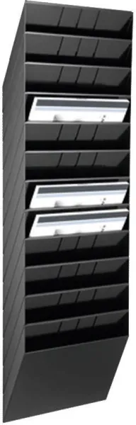 Brickssystem med 12 fack svart A4 liggande FLEXIBOXX